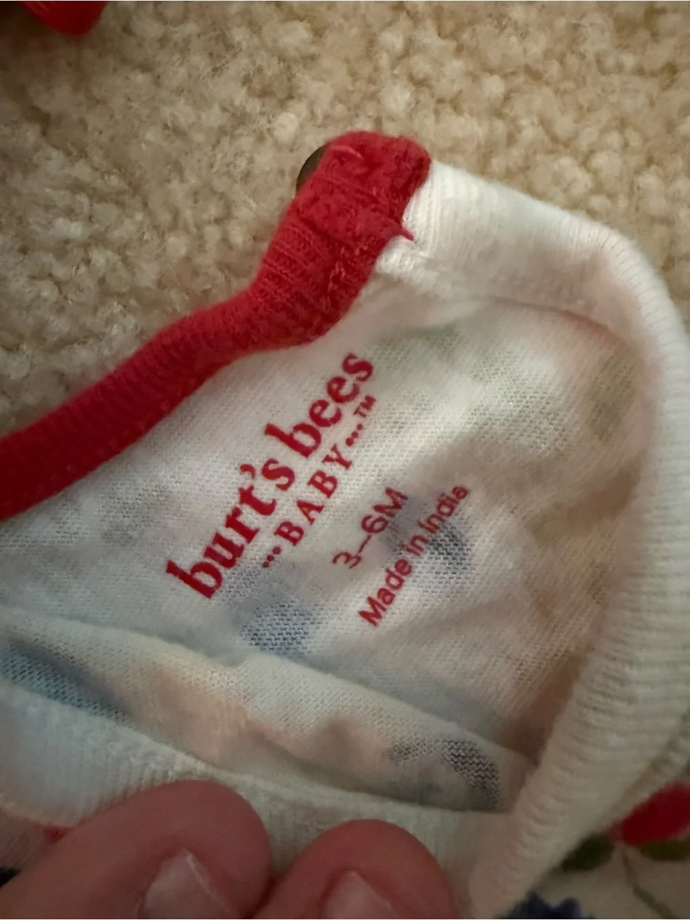 Burt's Bees White Baby Fruit Romper 3-6 month
